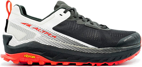 Altra Men's Olympus 4 Trail Running Shoe in Black/White from the side
