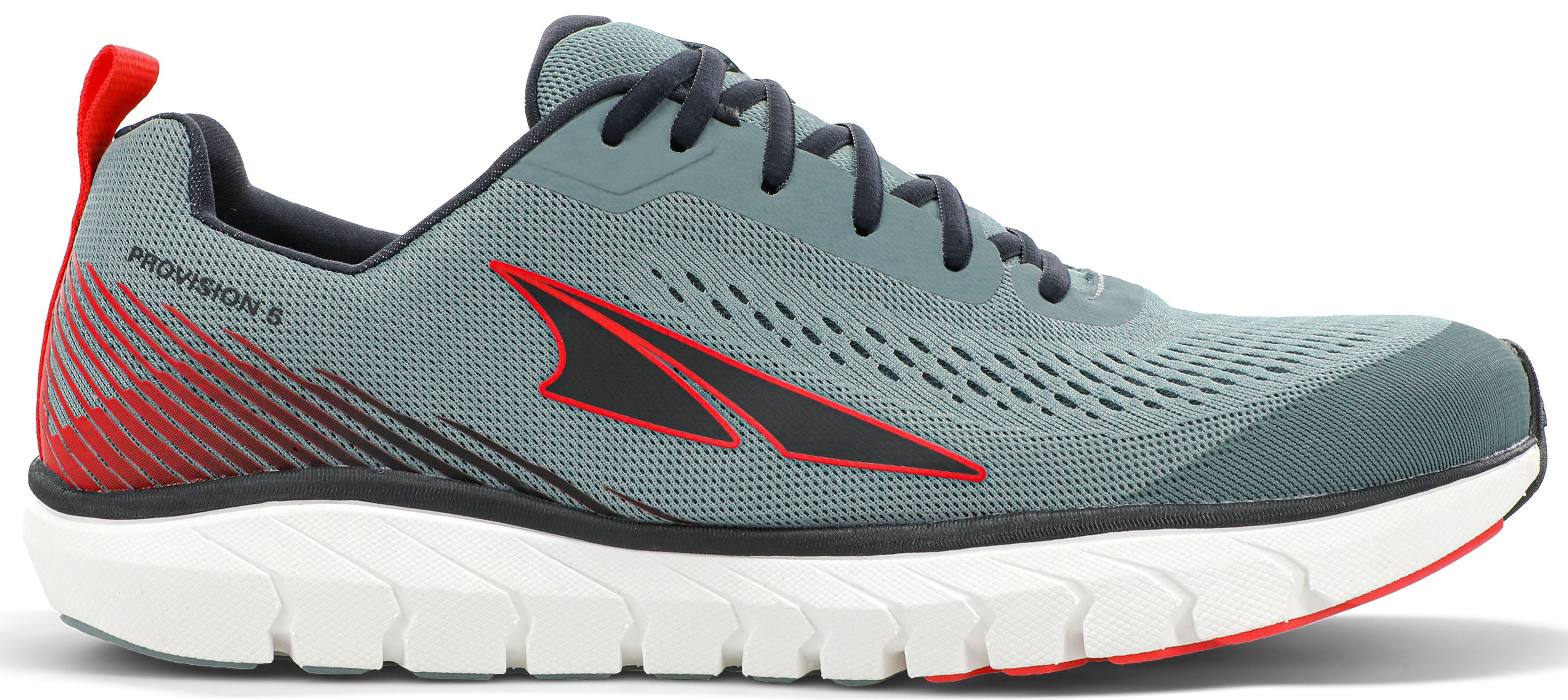 Men's Altra Provision 5 Road Running Shoe in Light Gray/Red from the side