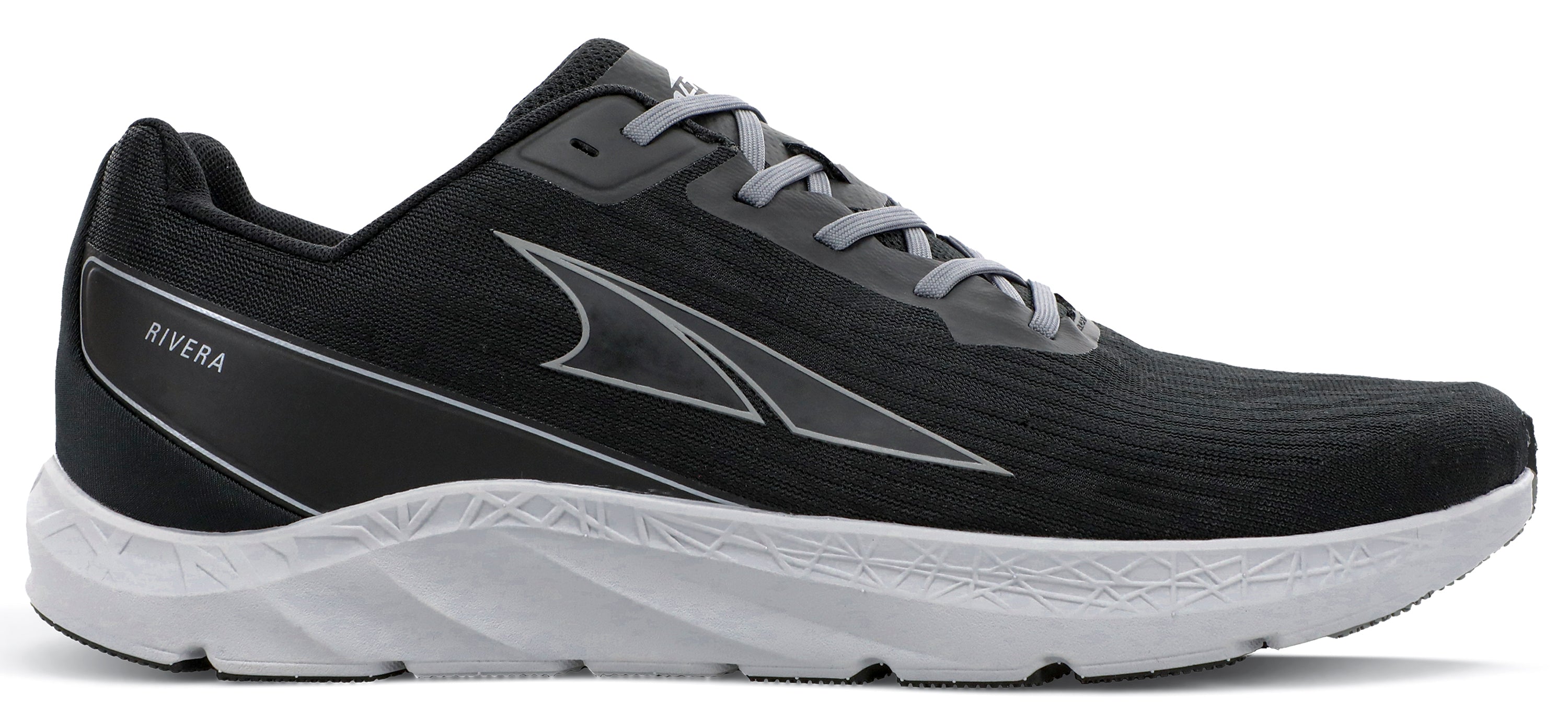 Altra Men's Rivera Road Running Shoe in Black/Gray from the side