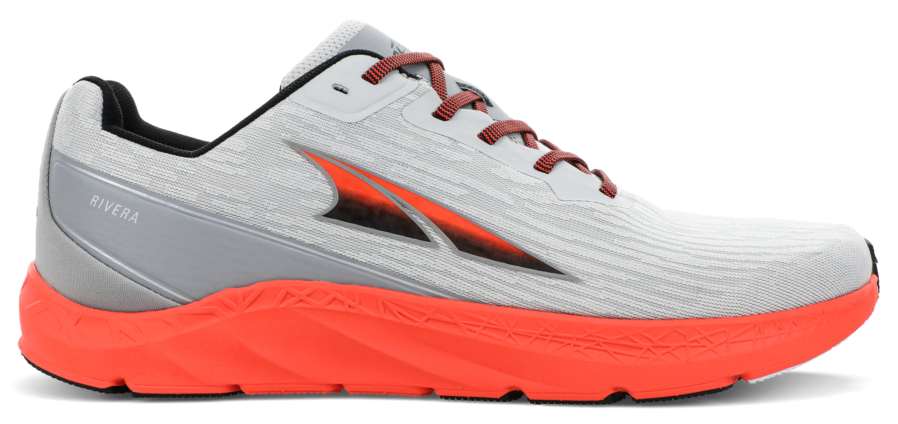 Altra Men's Rivera Road Running Shoe in Gray/Orange from the side
