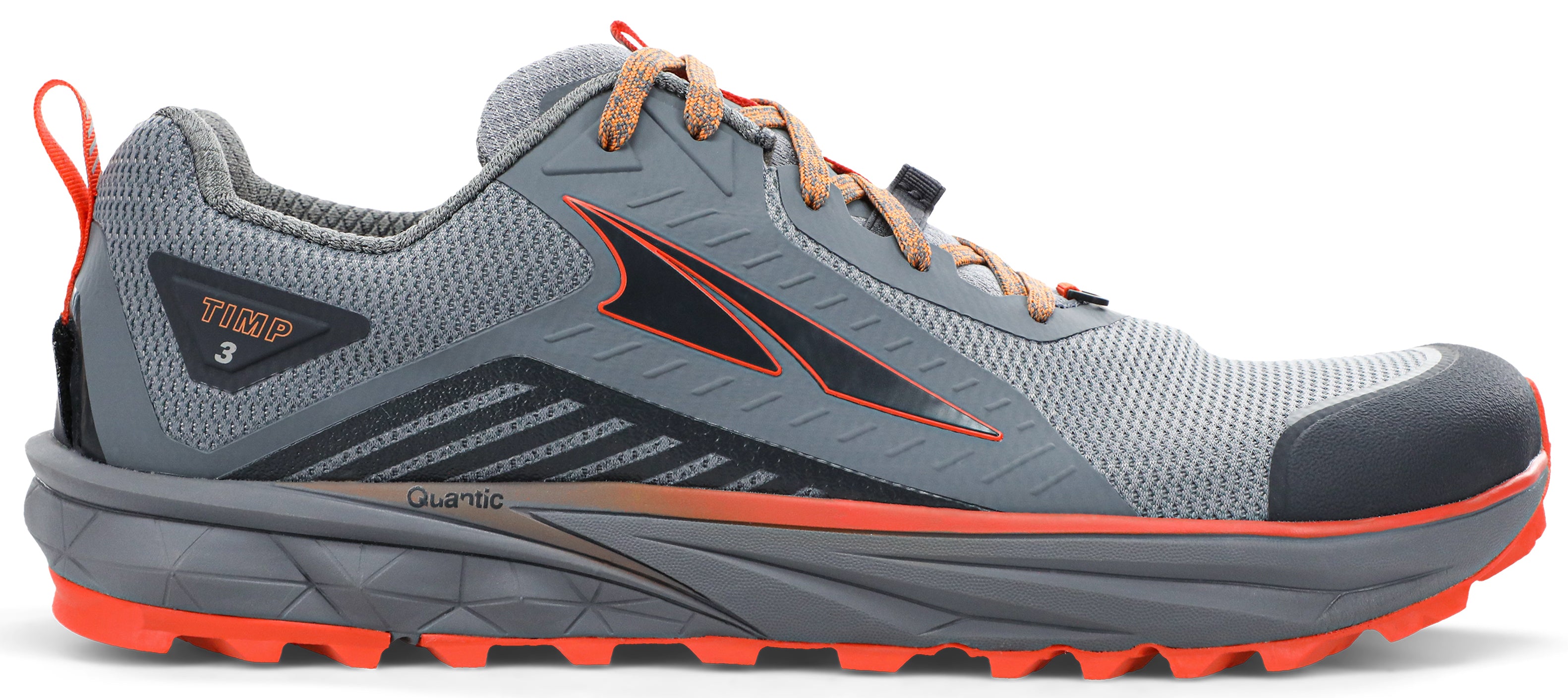 Men's Altra Timp 3 Trail Running Shoe in Gray/Orange from the side