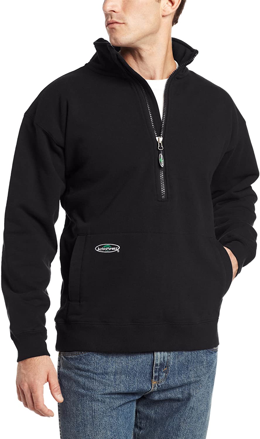 Arborwear Men's Double Thick 1/2 Zip Sweatshirt in Black from the from