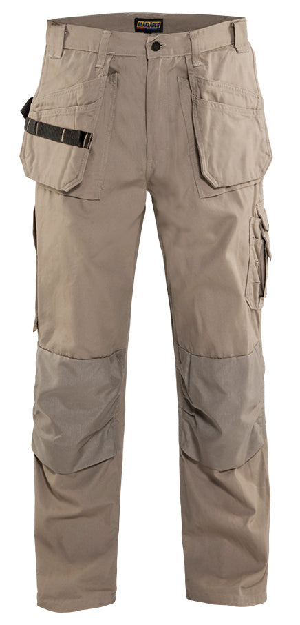 Men's Blaklader Bantam with Utility Pockets Work Pant in Stone Craftsmen from the front view