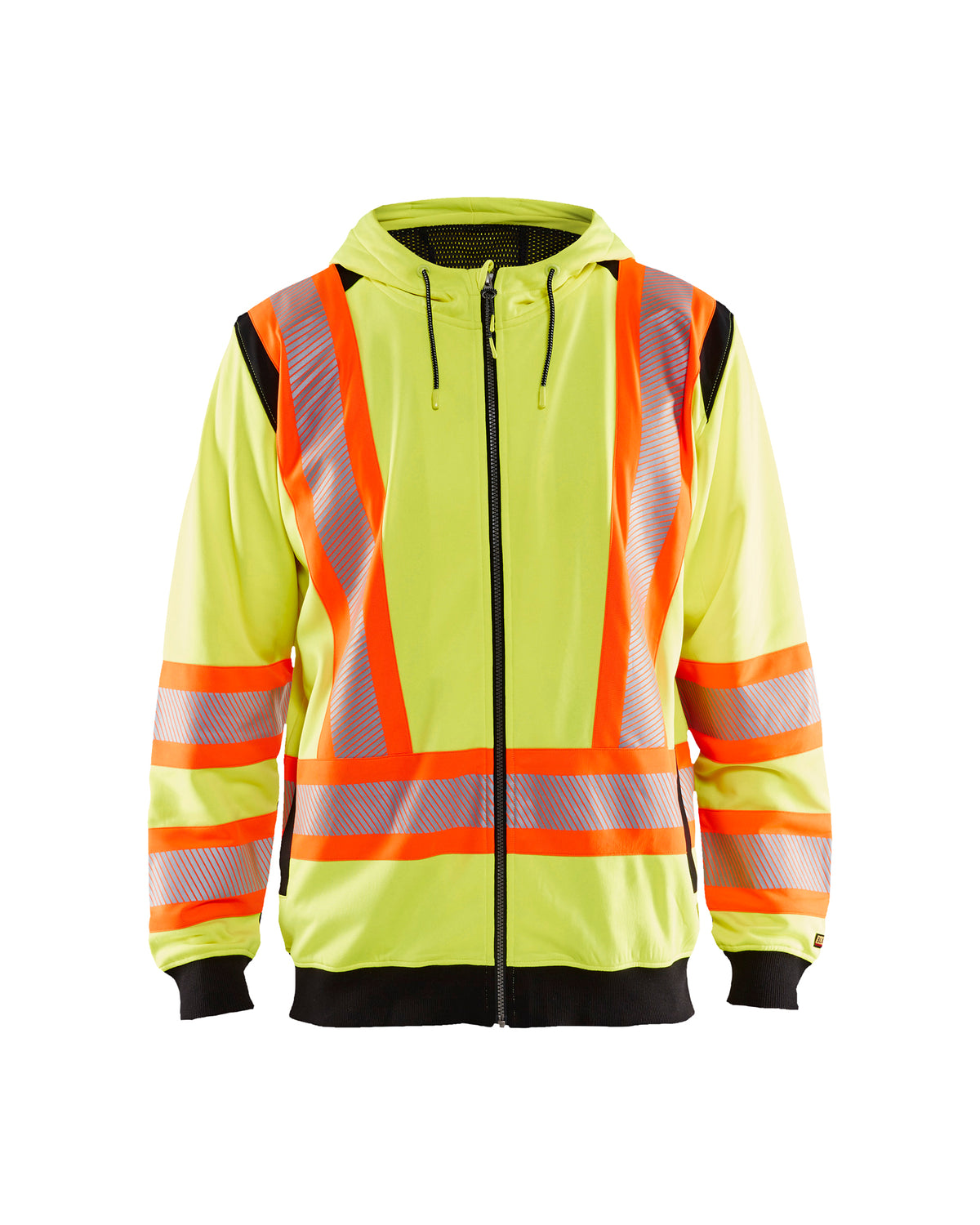 Men's Blaklader CA Hi-Vis Hooded Sweatshirt in Yellow/Black High Vis from the front