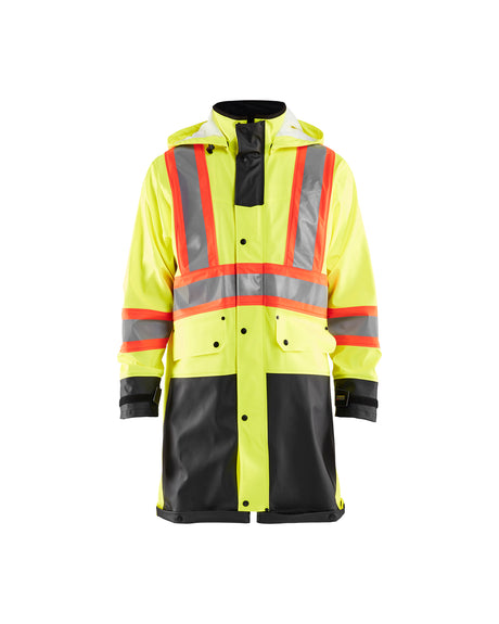 Men's Blaklader CA Hi-Vis Rain Coat in Yellow/Black from the front view