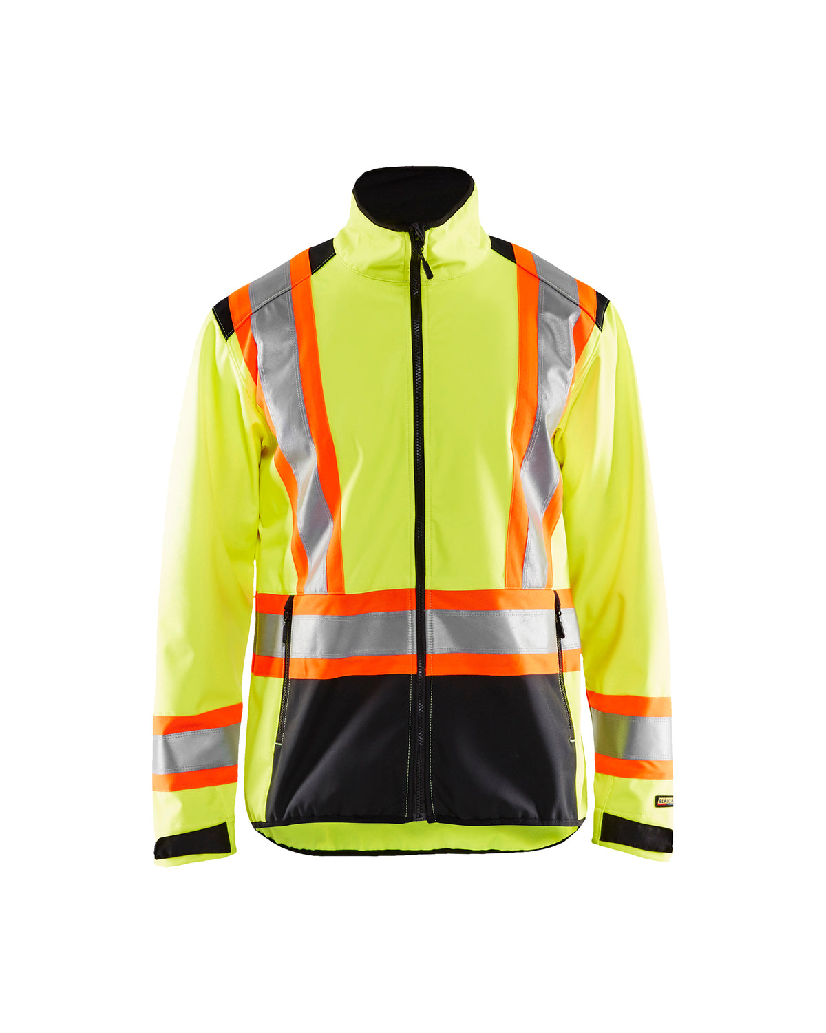 Men's Blaklader CA Hi-Vis Softsheel Jacket in Yellow Hi-Viz/Black view from the front