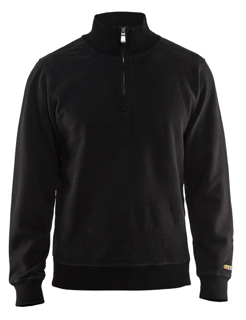 Men's Blaklader Half Zip Sweatshirt in Black from the front view