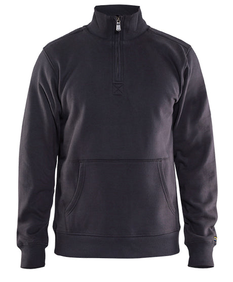 Men's Blaklader Half Zip Sweatshirt in Dark Grey from the front view