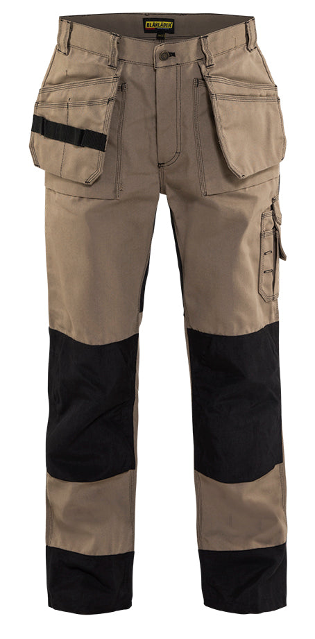 Men's Blaklader Heavy Worker Pant in Khaki/Black view from the front
