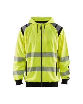 Men's Blaklader Hi-Vis Hooded Sweatshirt in Yellow/Black High Vis from the front