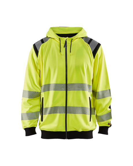 Men's Blaklader Hi-Vis Hooded Sweatshirt in Yellow/Black High Vis from the front