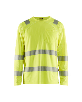 Men's Blaklader Hi Vis Long Sleeve T-Shirt in Hi Vis Yellow High Vis from the front
