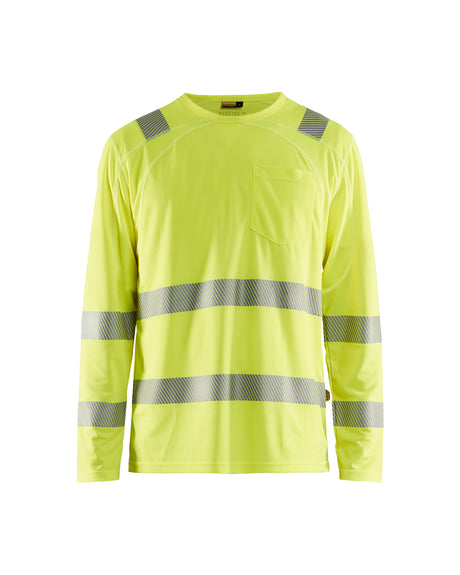 Men's Blaklader Hi Vis Long Sleeve T-Shirt in Hi Vis Yellow High Vis from the front