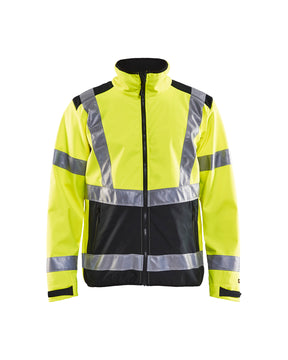 Men's Blaklader Hi-Vis Softshell Jacket in Yellow Hi-Viz/Black view from the front