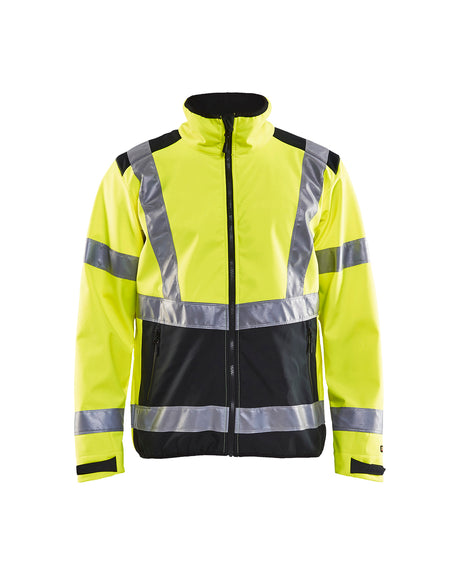 Men's Blaklader Hi-Vis Softshell Jacket in Yellow Hi-Viz/Black view from the front