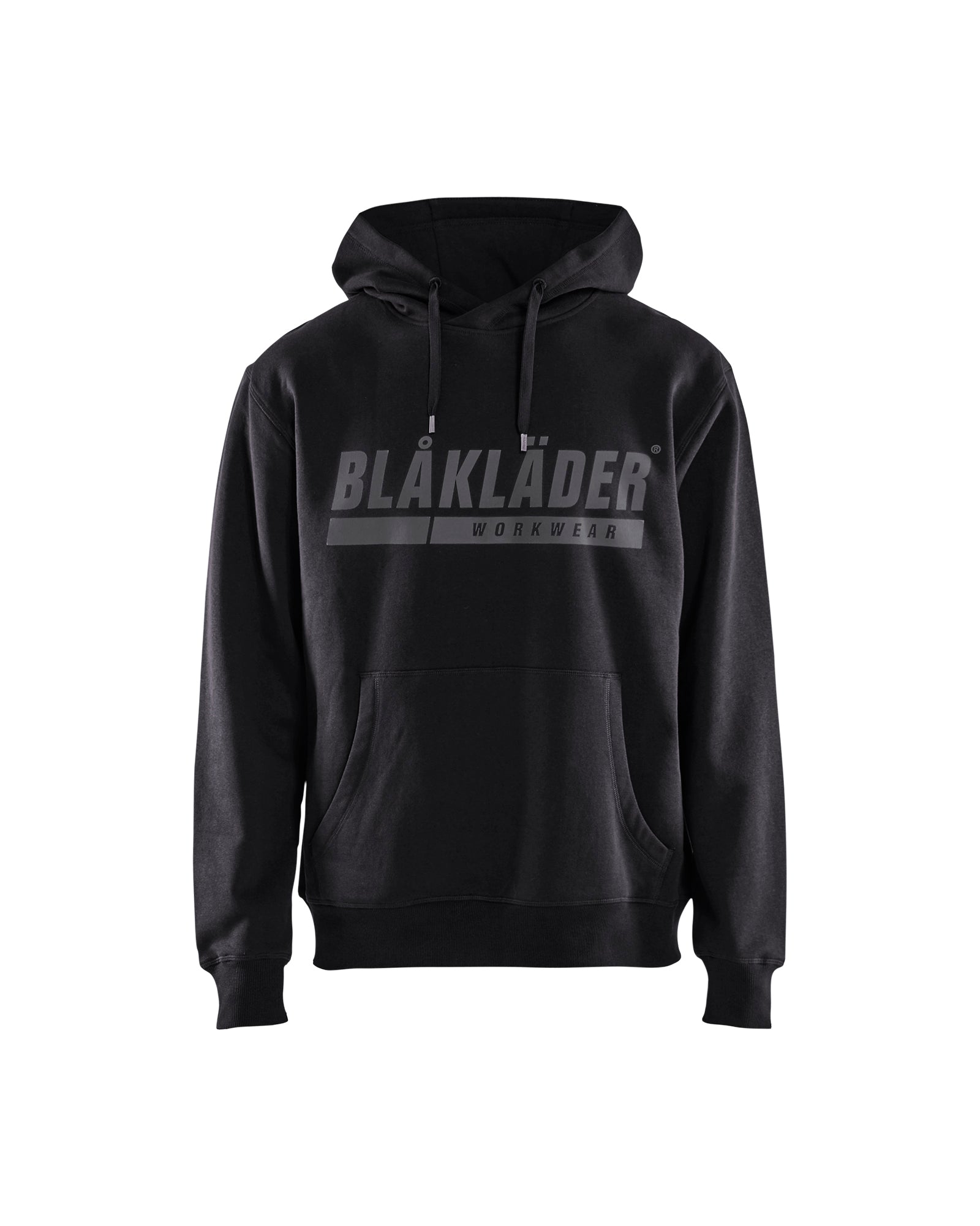 Men's Blaklader Hooded Sweatshirt with Print in Black Profile from the front