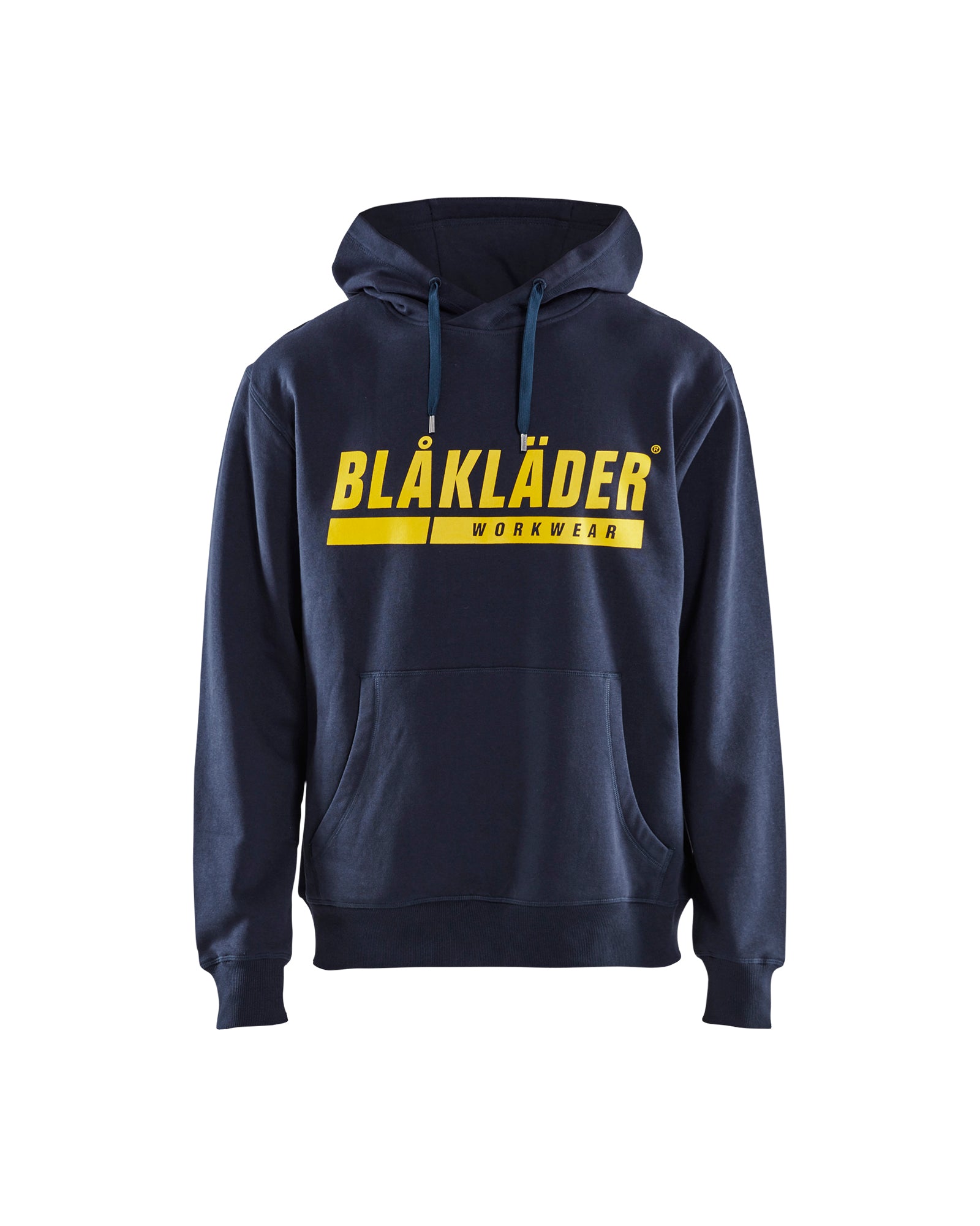 Men's Blaklader Hooded Sweatshirt with Print in Navy Blue Profile from the front