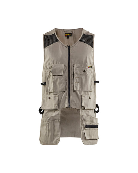 Men's Blaklader Ripstop Kangaroo Mesh Vest in Stone Craftsmen from the front