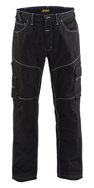 Men's Blaklader Urban Cordura Denim Pant in Black Industry/Service from the front view