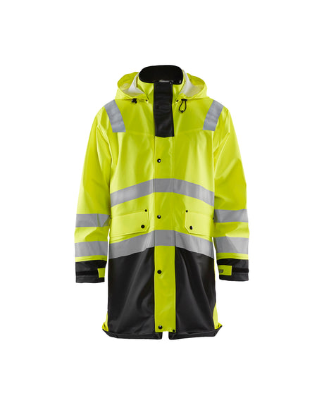 Men's Blaklader US Hi-Vis Level 2 Rain Coat in Yellow/Black from the front view