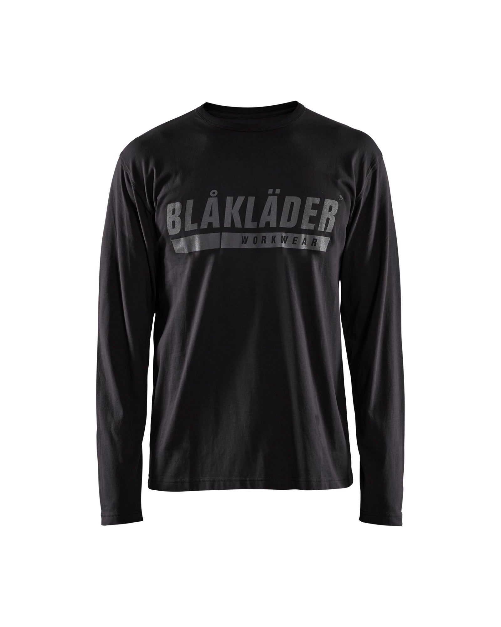 Men's Blaklader US Long Sleeves with Print T-Shirt in Black from the front view