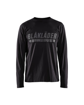 Men's Blaklader US Long Sleeves with Print T-Shirt in Black from the front view