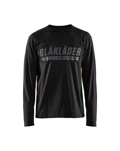Men's Blaklader US Long Sleeves with Print T-Shirt in Black from the front view