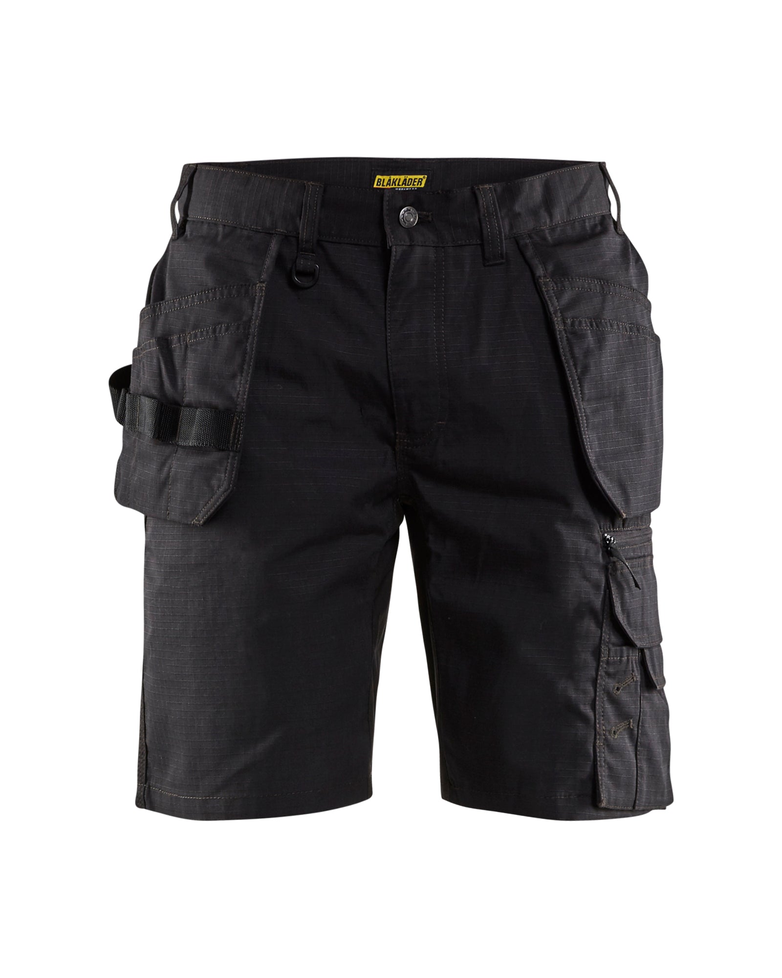 Men's Blaklader US Ripstop with Utility Pockets Short in Black Craftsmen from the front view