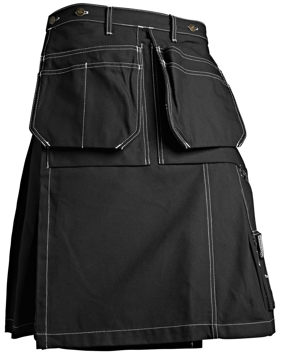 Men's Blaklader Utility Kilt in Black Craftsmen from the front view