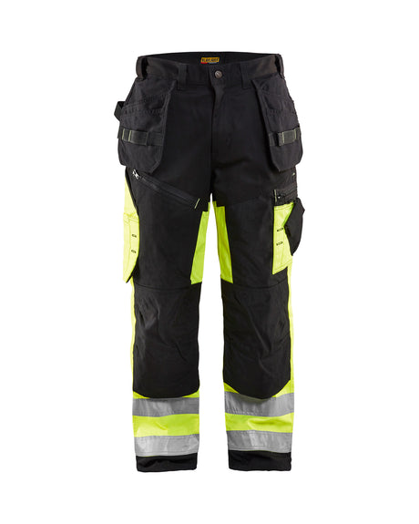 Men's Blaklader X1600 Hi-Vis Trouser in Black/Yellow High vis from the front view