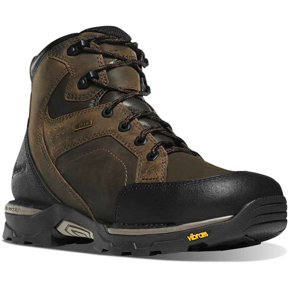 Danner Men's Crucial 6" Gore-Tex Waterproof Composite Safety Toe Work Boot in Brown from the side