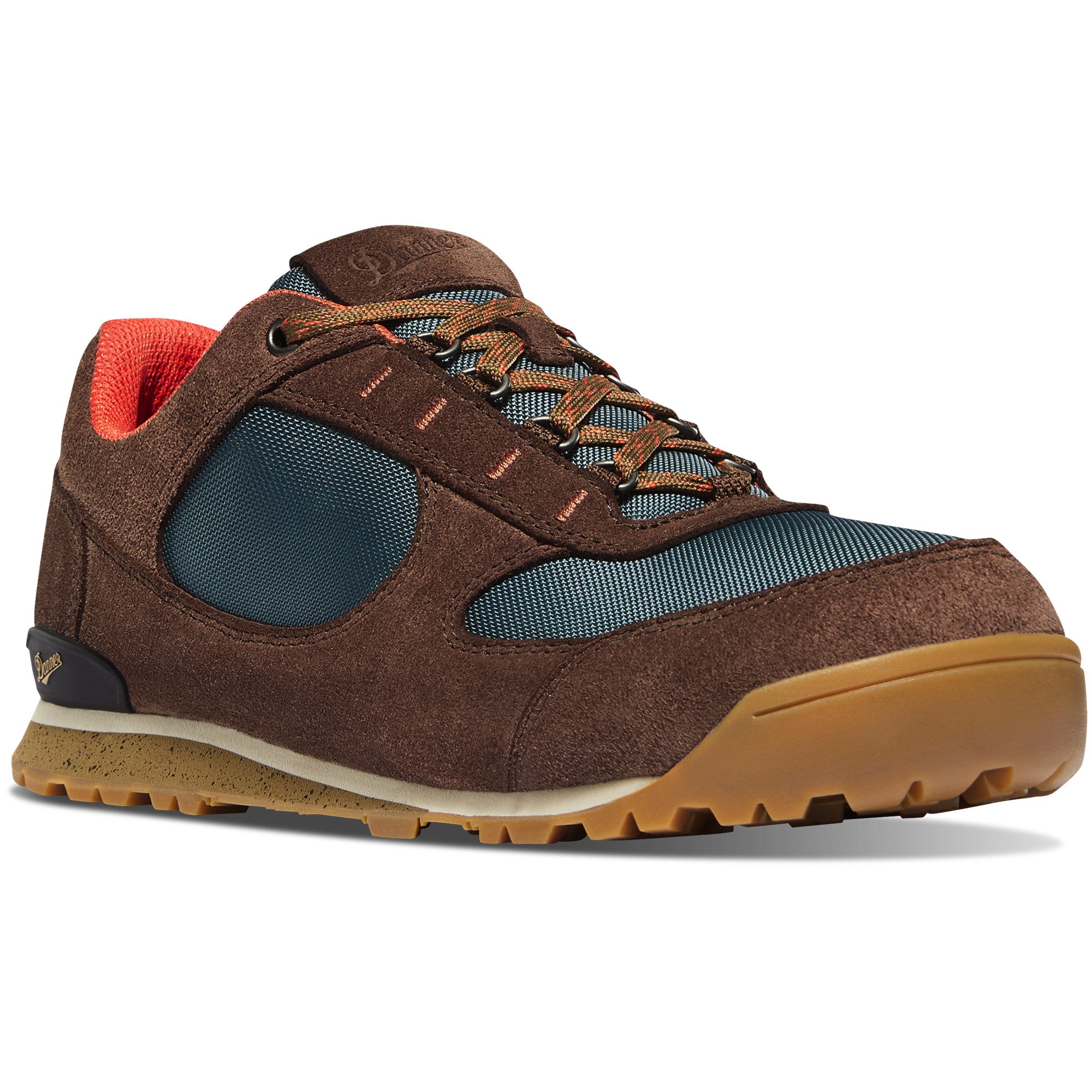 Danner Men's Jag Low 3" Hiking Shoe in Dark Earth/Goblin Blue from the side