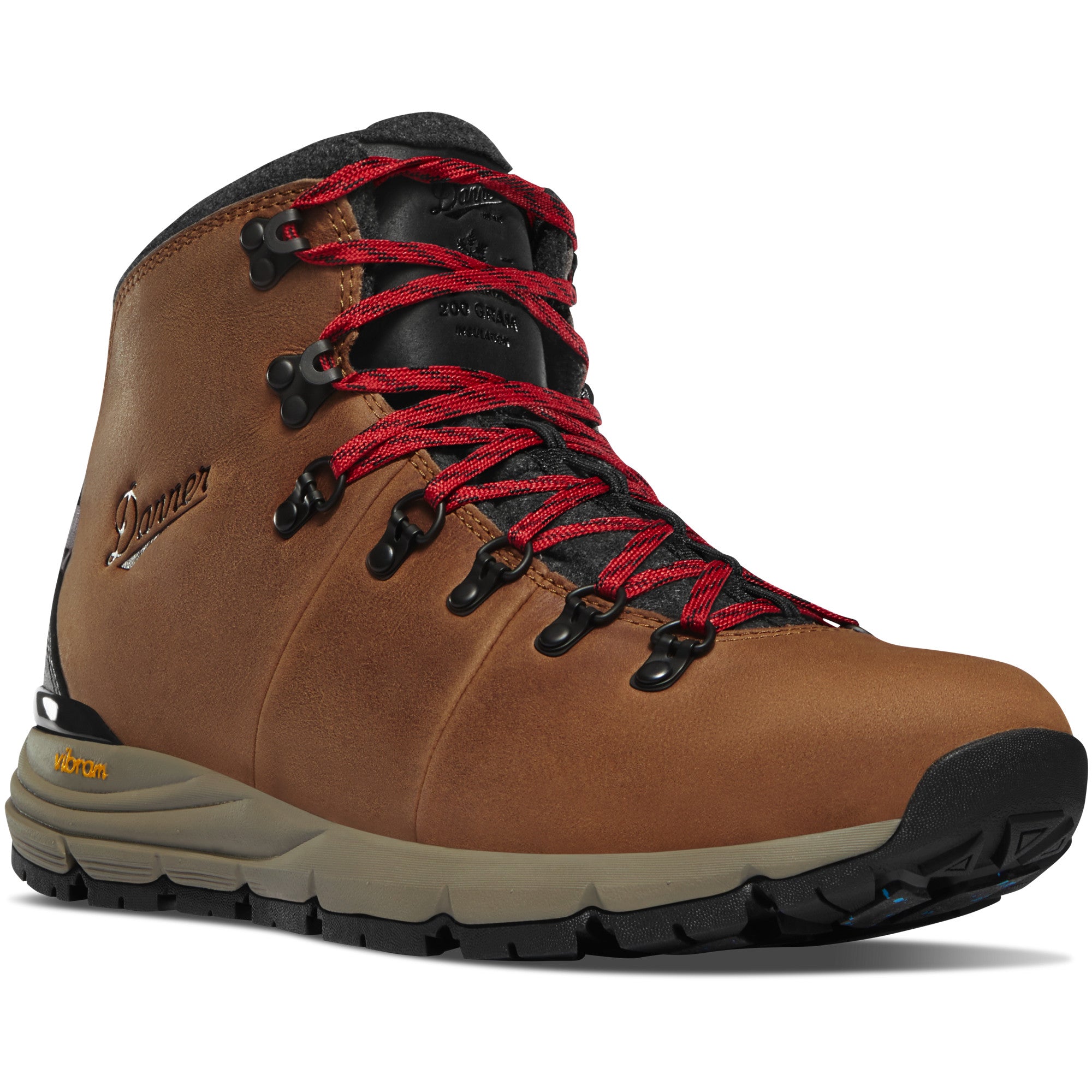Danner Men's Mountain 600 4.5" 200G Waterproof Hiking Boot in Brown/Red from the side