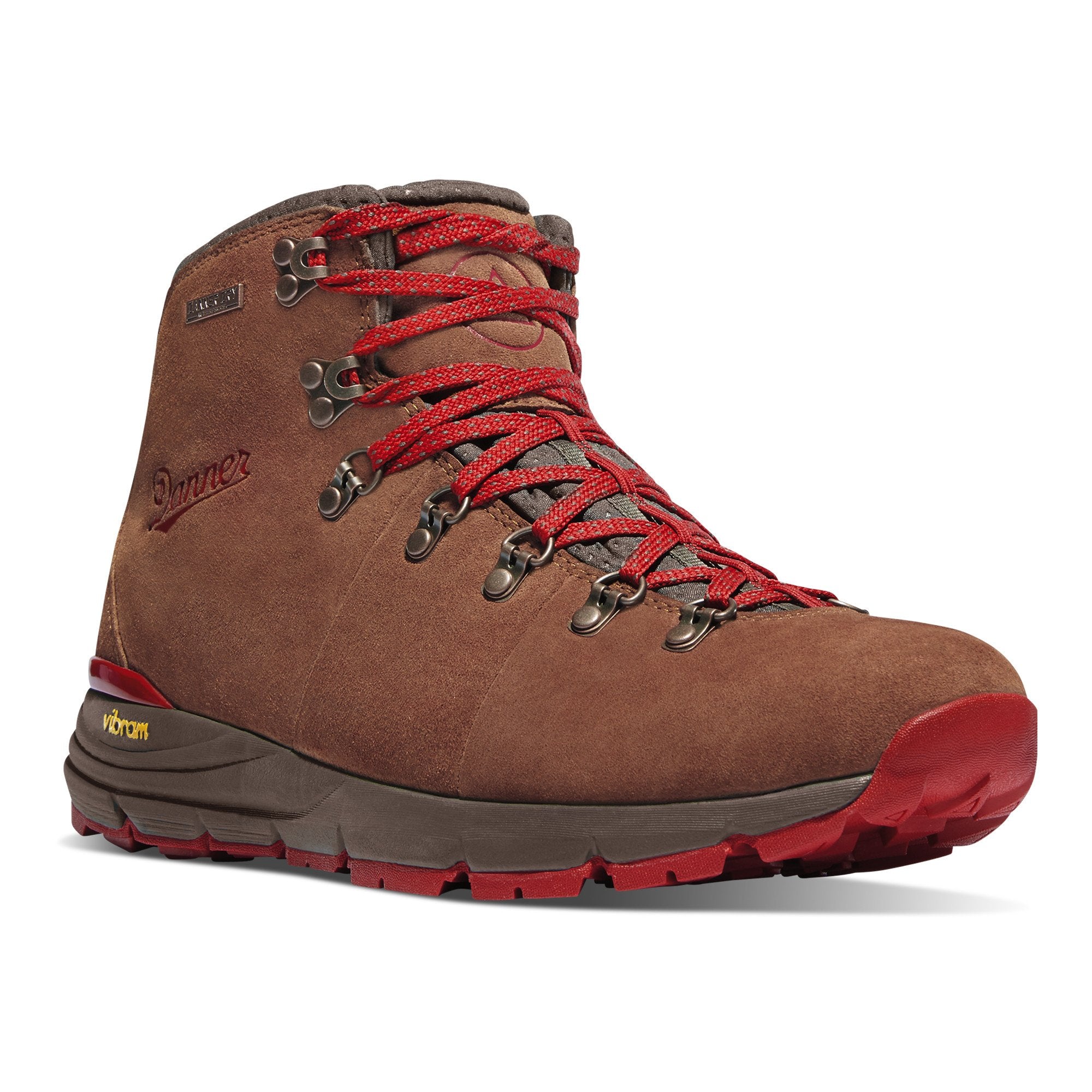 Danner Men's Mountain 600 4.5" Waterproof Hiking Boot in Brown/Red from the side