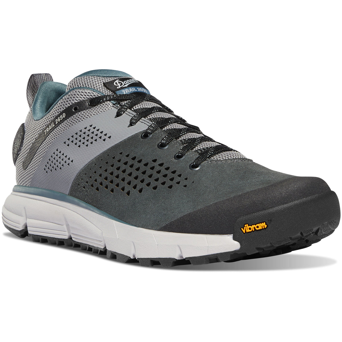 Danner Men's Trail 2650 3" Hiking Shoe in Charcoal/Goblin Blue from the side