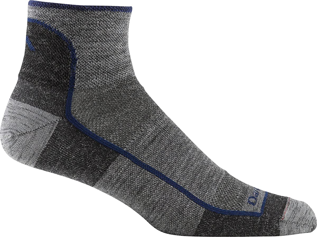 Men's Darn Tough 1/4 Sock Light Sock in Charcoal from the side view