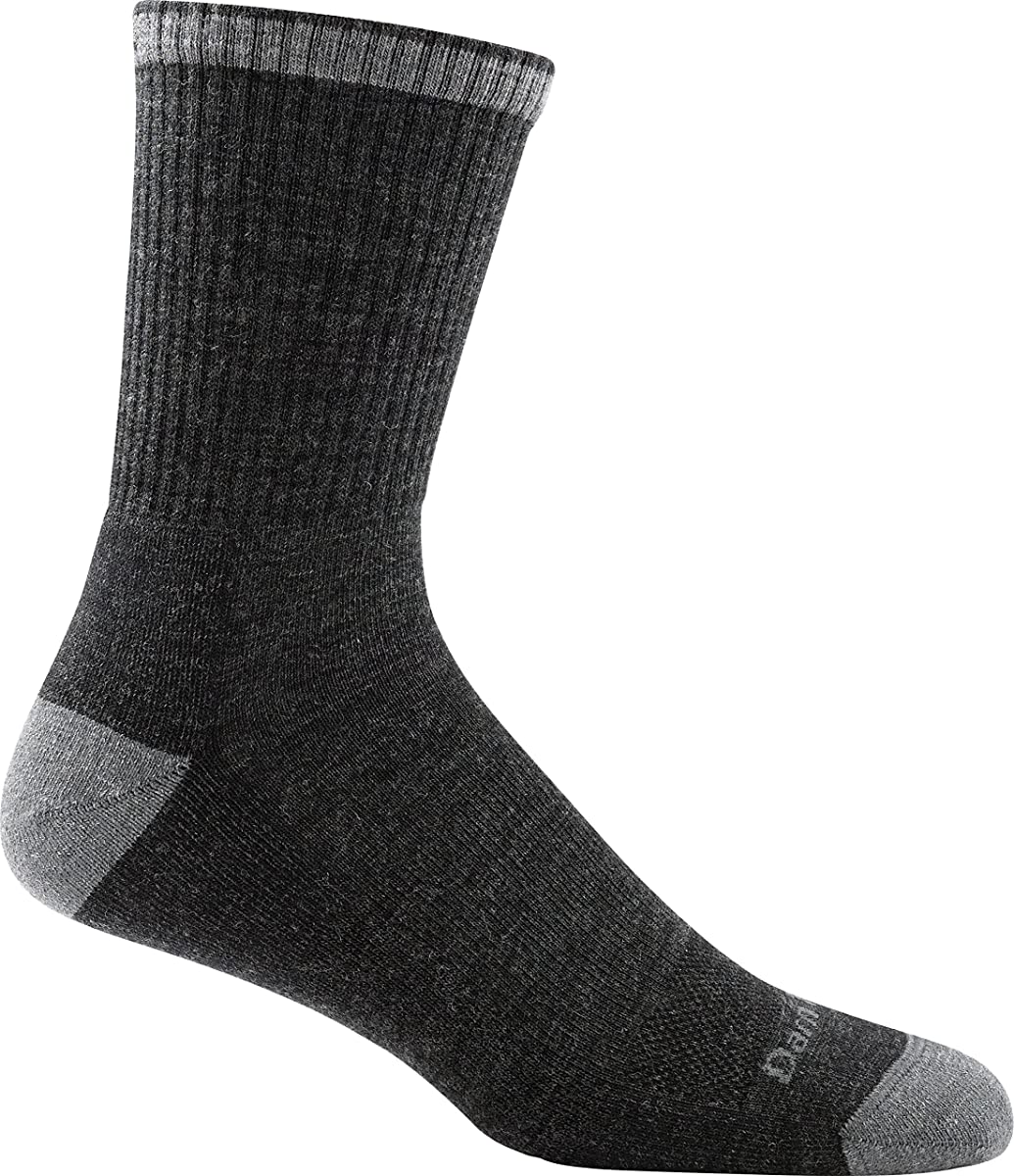 Men's Darn Tough Fred Tuttle Micro Crew Cushion Sock in Gravel from the side view