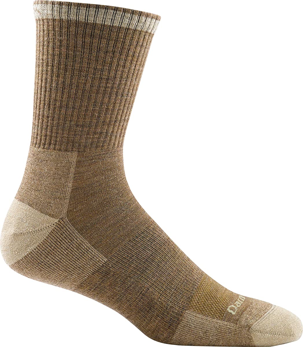 Men's Darn Tough Fred Tuttle Micro Crew Cushion Sock in Sand from the side view