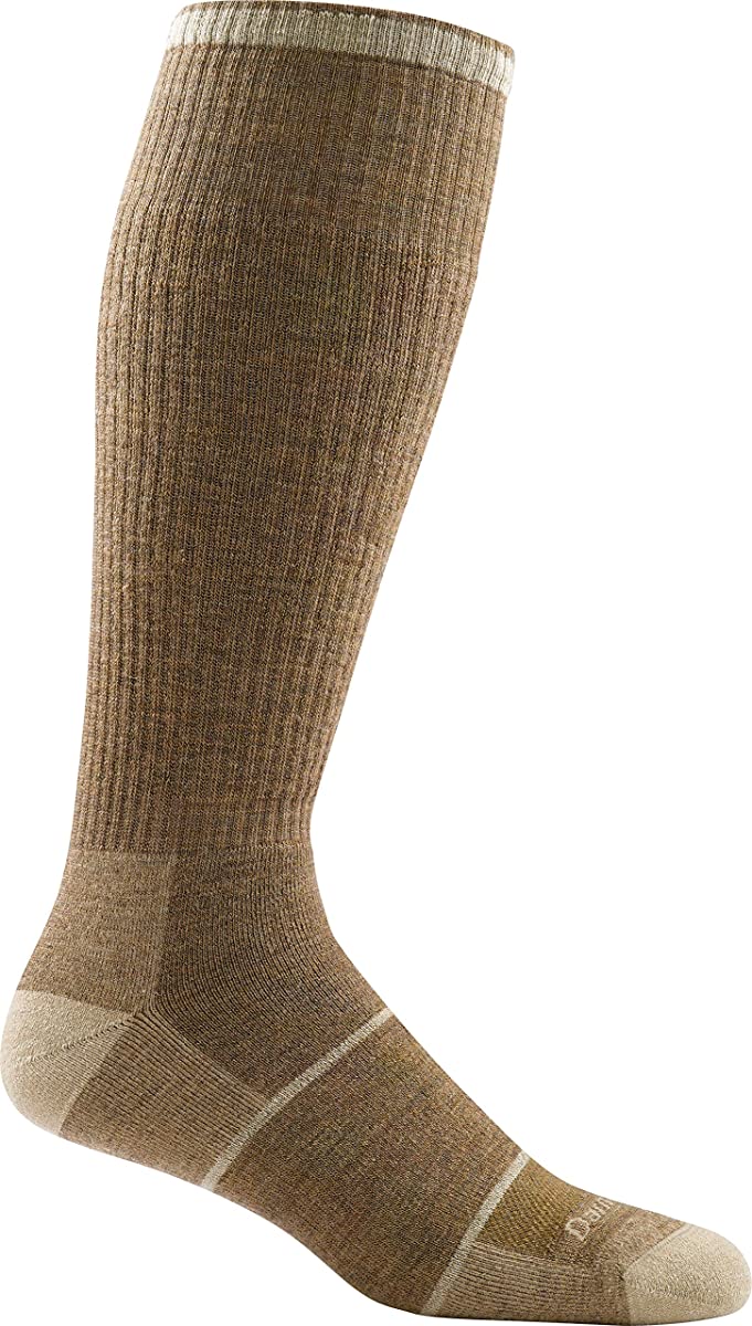 Men's Darn Tough Paul Bunyan Over-The-Calf Full Cushion Sock in Sand from the side view