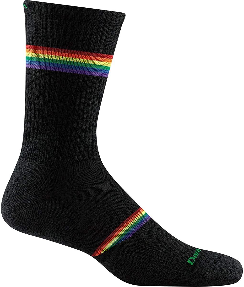 Men's Darn Tough Prism Crew Light Cushion Sock in Black from the side view