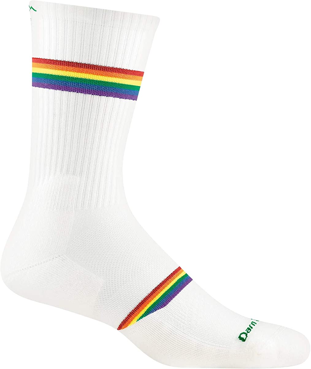 Men's Darn Tough Prism Crew Light Cushion Sock in White from the side view
