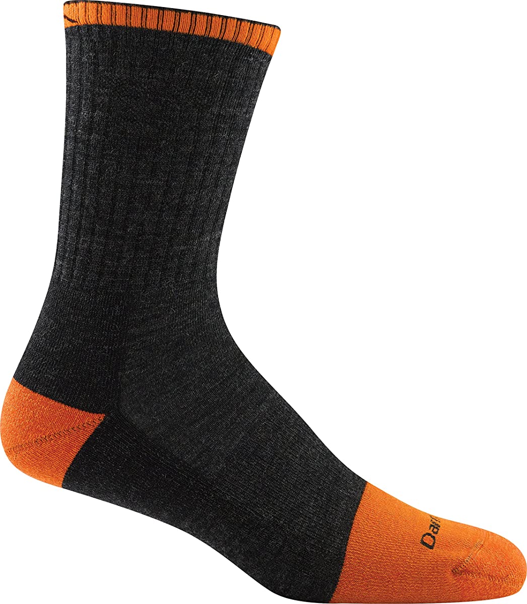 Men's Darn Tough Steely Micro Crew Cushion Sock with Full Cushion Toe in Graphite from the side view
