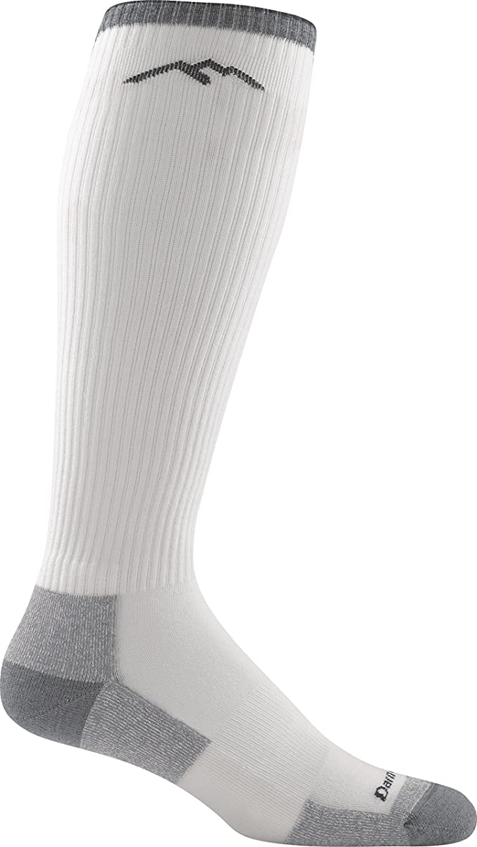 Men's Darn Tough Westerner Over-the-Calf Light Cushion Sock in White from the side view
