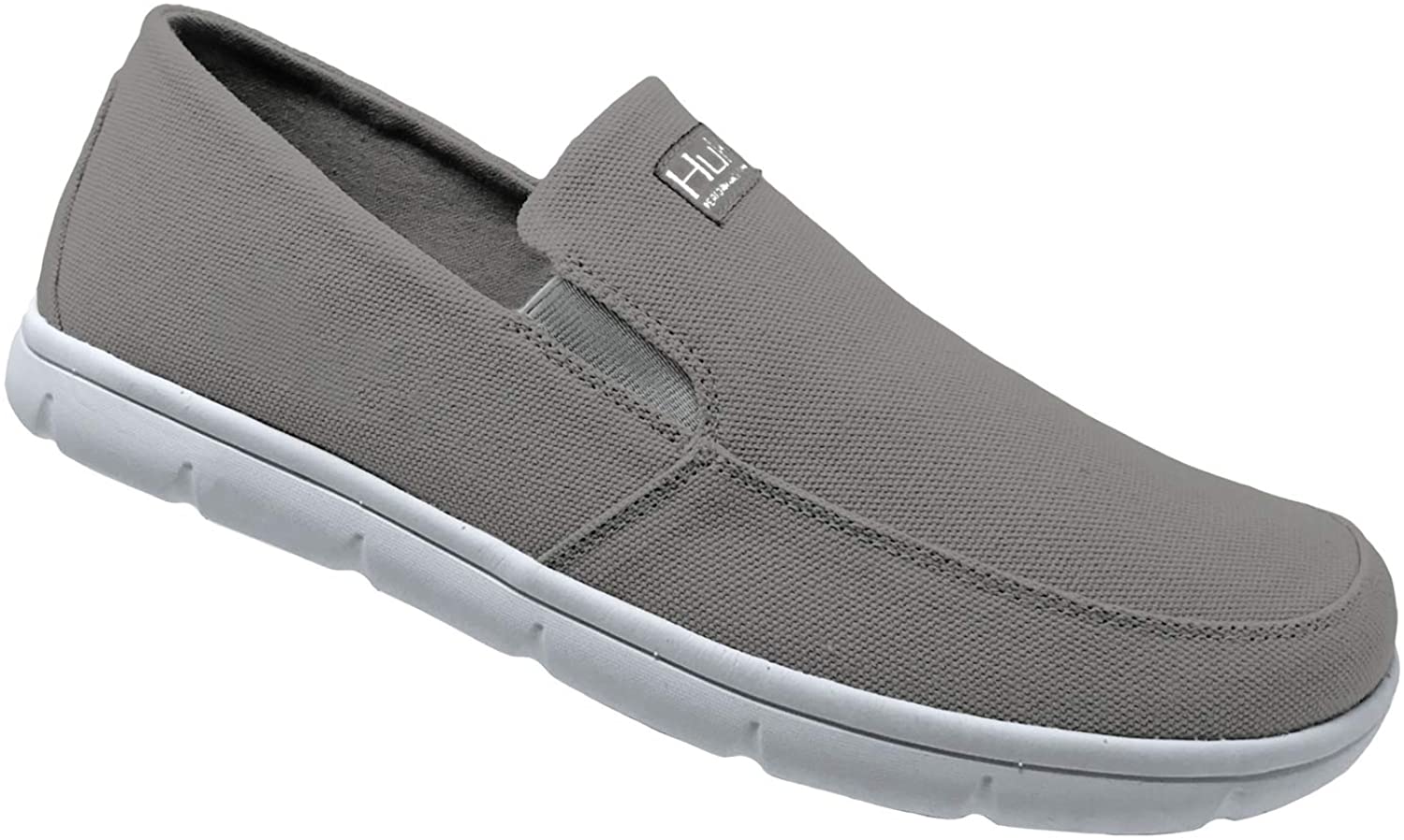 Men's Huk Brewster Solid Slip-On Shoe in Grey from the side