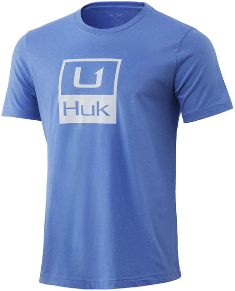 Men's Huk Huk'd Up Performance Tee in Huk Blue Heather from the front