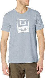 Men's Huk Huk'd Up Performance Tee in Ice Blue Heather from the front