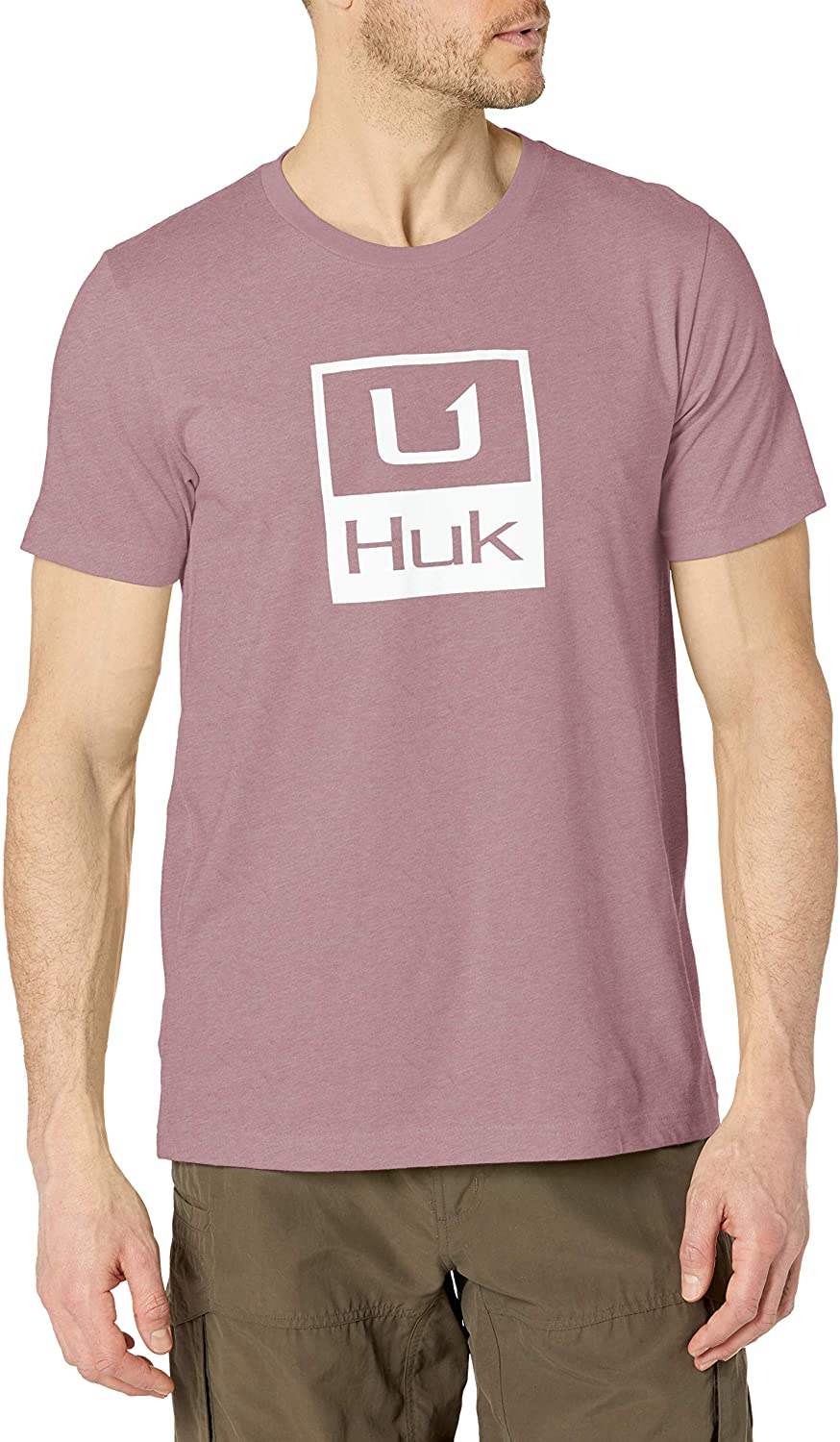 Men's Huk Huk'd Up Performance Tee in Lavender Blue Heather from the front