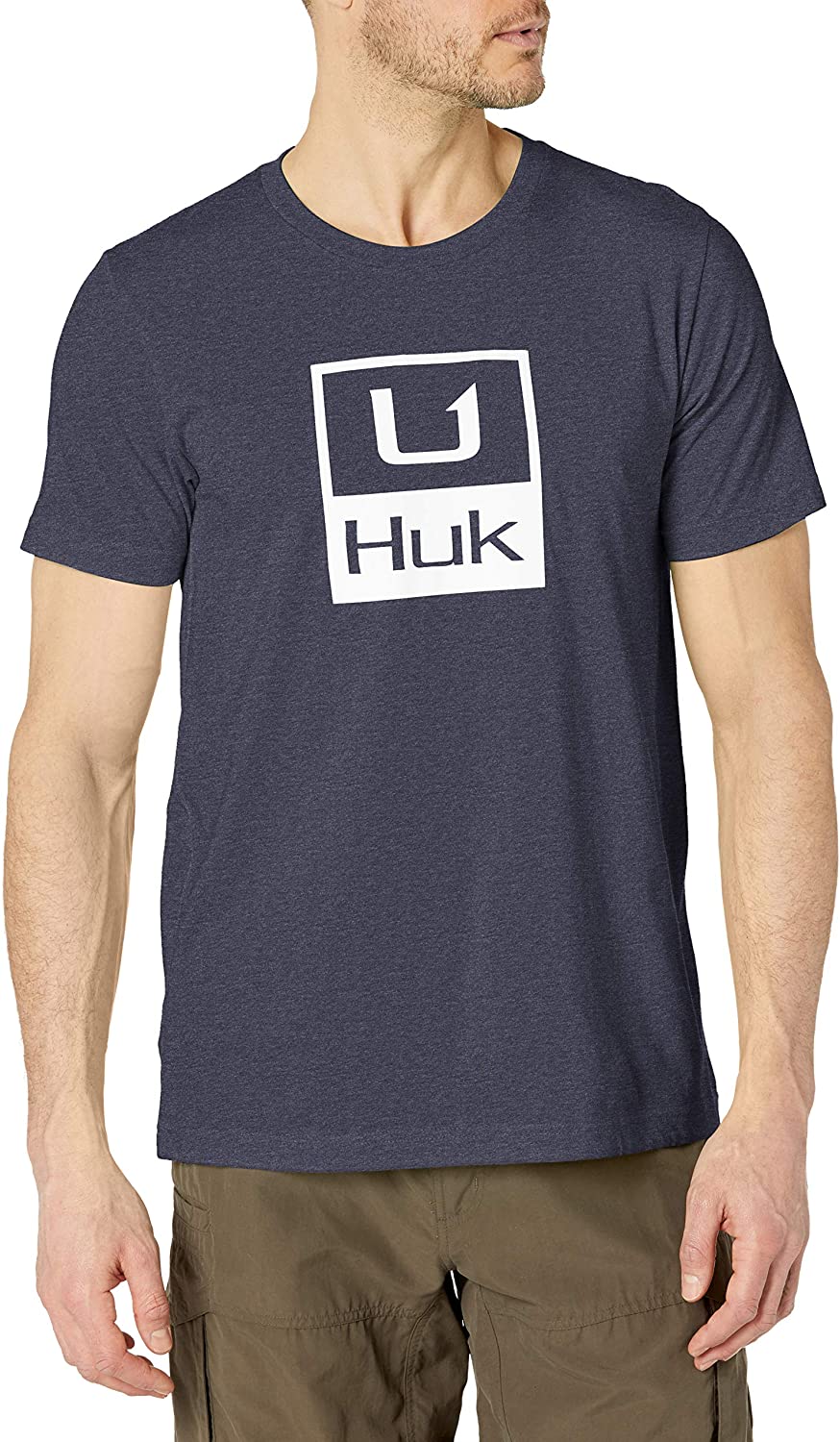 Men's Huk Huk'd Up Performance Tee in Sargasso Sea Heather from the front