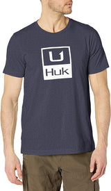 Men's Huk Huk'd Up Performance Tee in Sargasso Sea Heather from the front