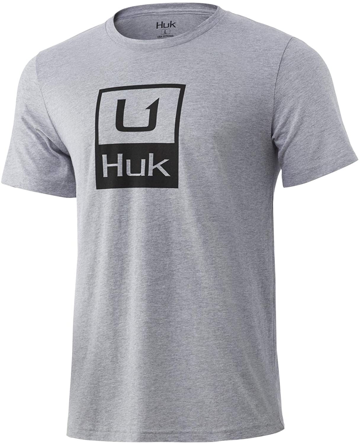 Men's Huk Huk'd Up Performance Tee in Sharkskin Heather from the front